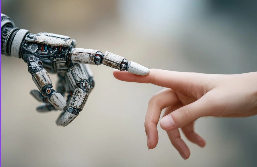 toque de dedos humanos e robóticos